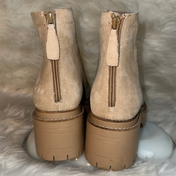 Gianni Bini Griffyn Oat Natural Suede Lug Sole Ankle Boots - Picture 4 of 11